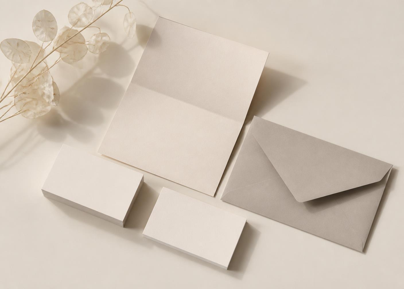 Papeterie de marque neutre : cartes de visite et enveloppe